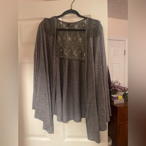Torrid drape front lace cardigan